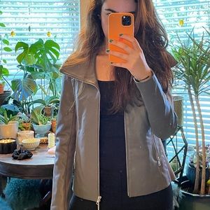 Soia & kyo NWT long sleeve genuine lamb skin leather jacket in the color storm